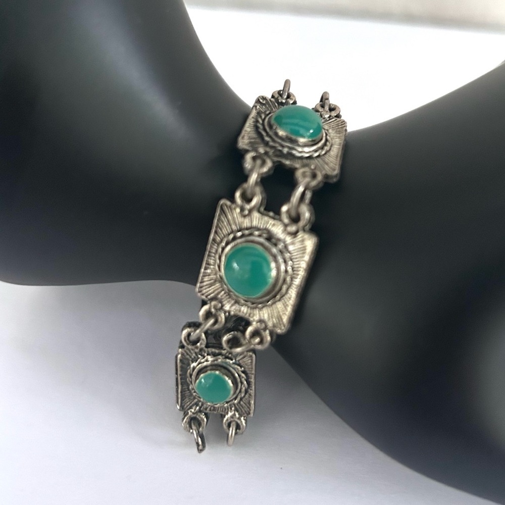Vintage Metal Link Bracelet S Hook Clasp Silver Tone